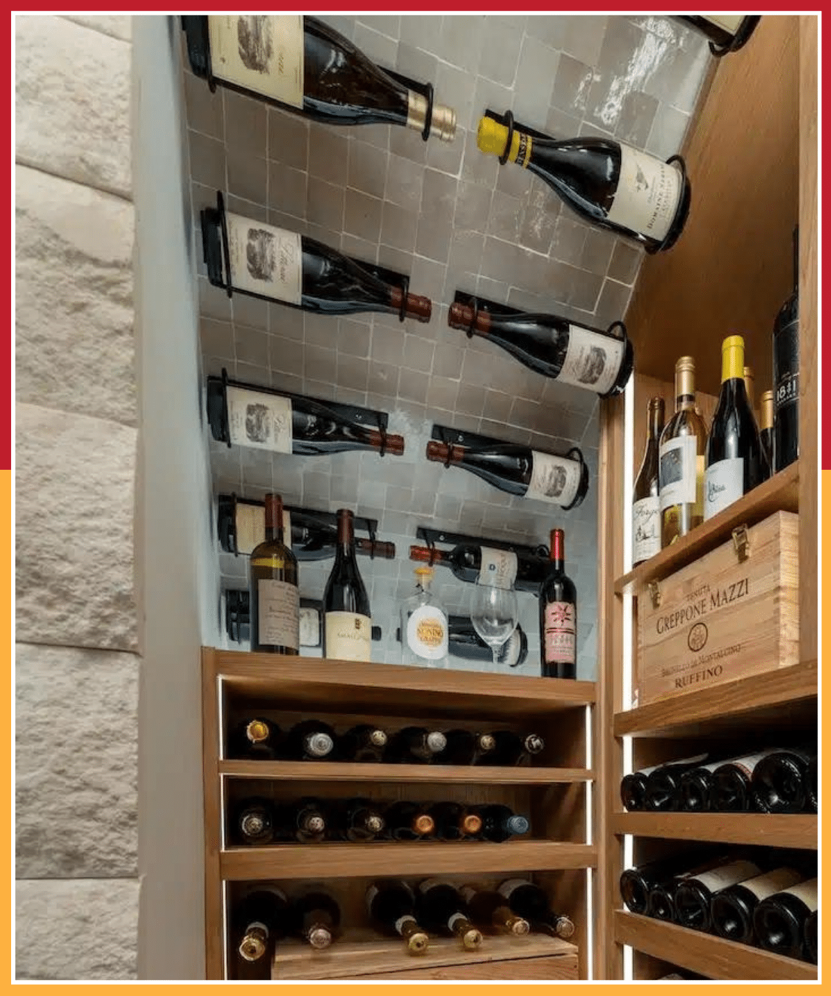 metal racks on the ceiling of residential wine cellars Las Vegas